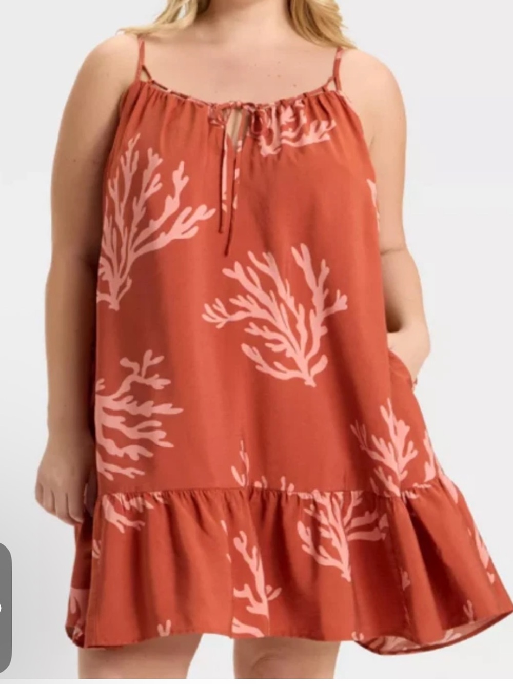 Ava & Viv Rust and Coral Tie-Front Sun Dress